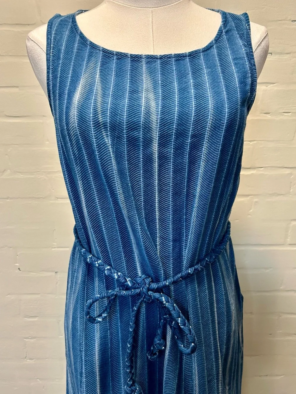 J. Jill Pure Jill Indigo Naples Wash Maxi Dress XSP Petite NWT Blue Belted - Picture 3 of 8